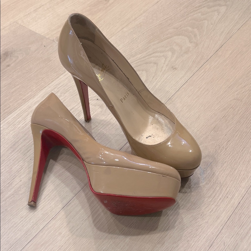Christian Louboutin Nude and Red Platform Heels